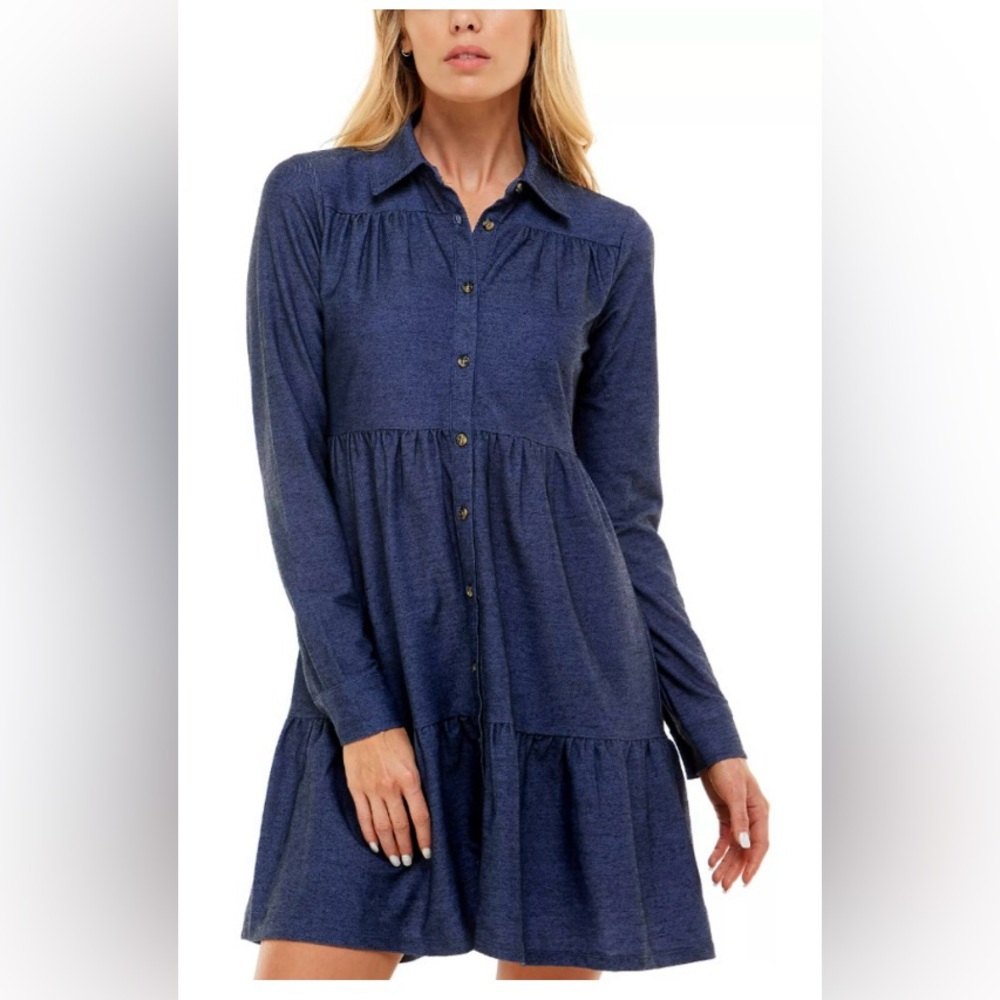 Ultra Flirt Long Sleeve Navy Dress